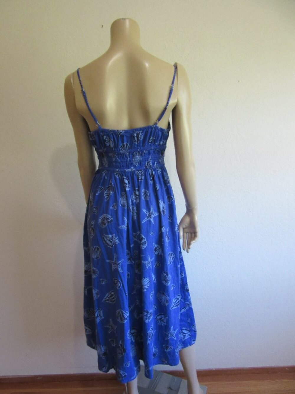 GAP Blue Seashells S Sleeveless Midi Summer Dress - Picture 2 of 4